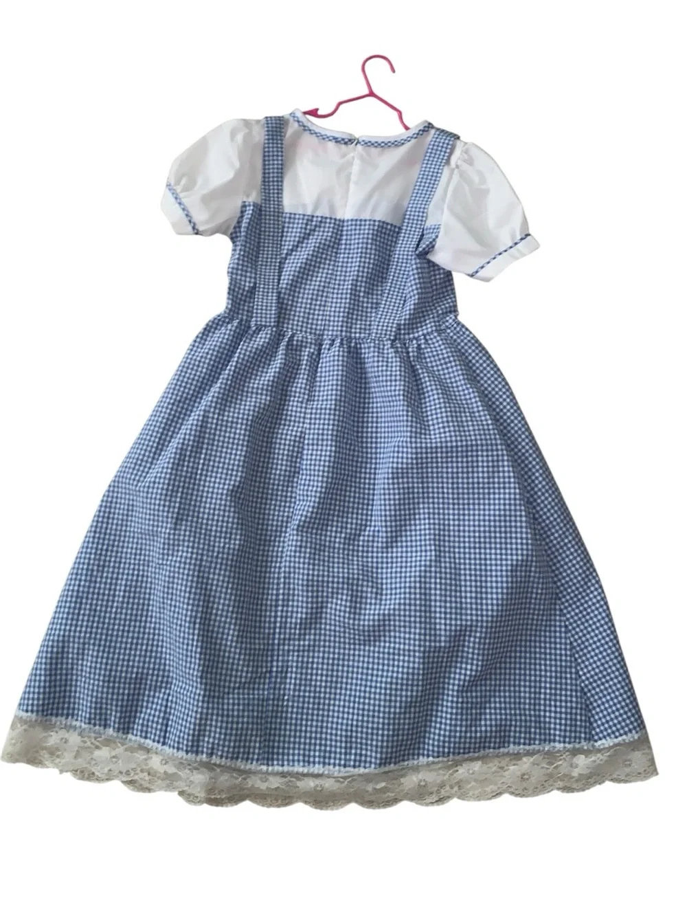 Girls Blue Gingham Dorothy Costume Dress with Red Shoes Basket Dog Plush